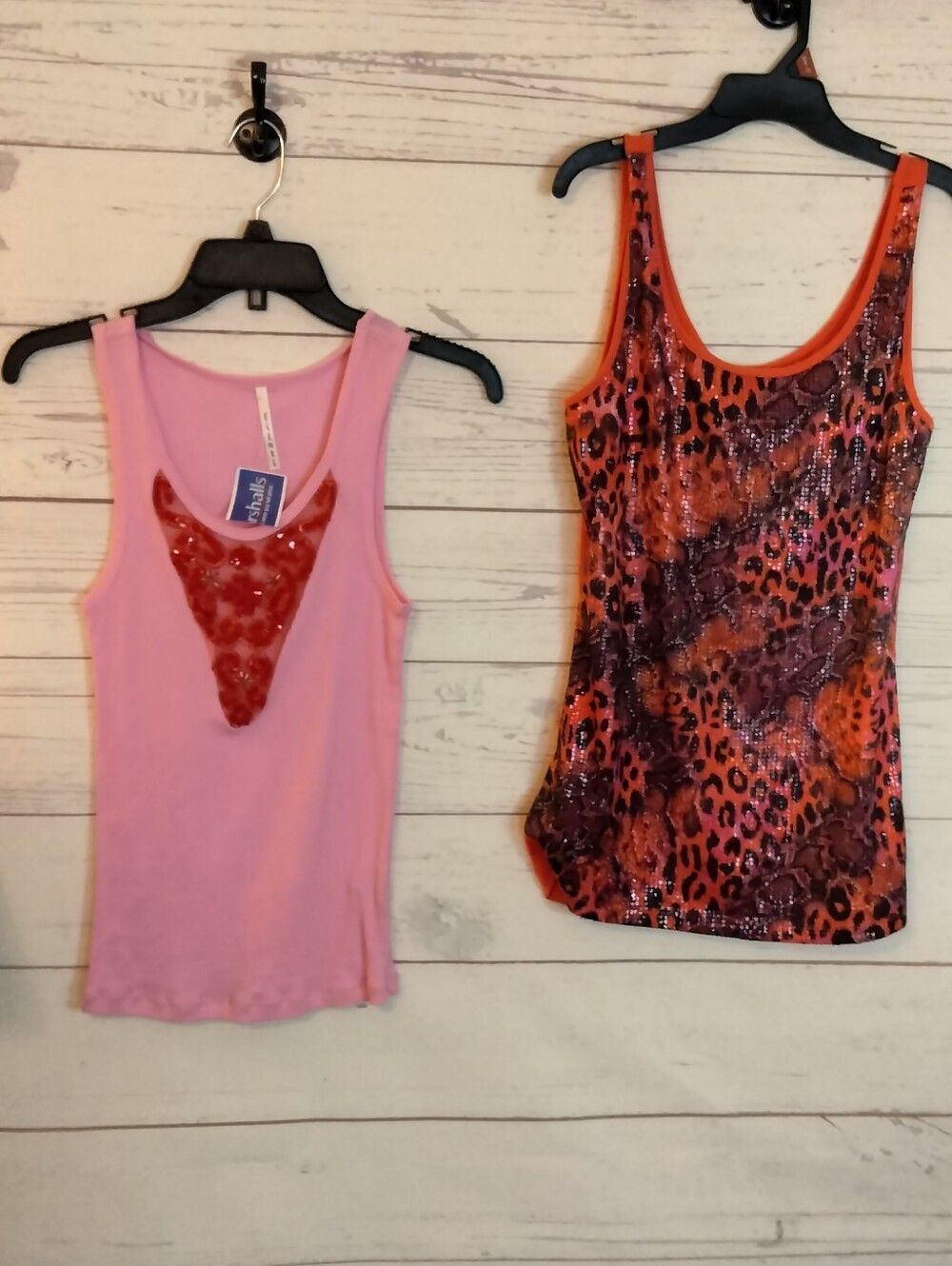 imaginary voyage Pink Tank with Red Sequin Accent
